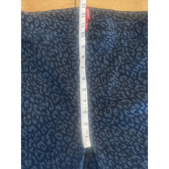 Spanx Leggings Jegging Ankle Women’s XL Blue Leopard‎ Jean-Ish Stretch - Picture 4 of 7